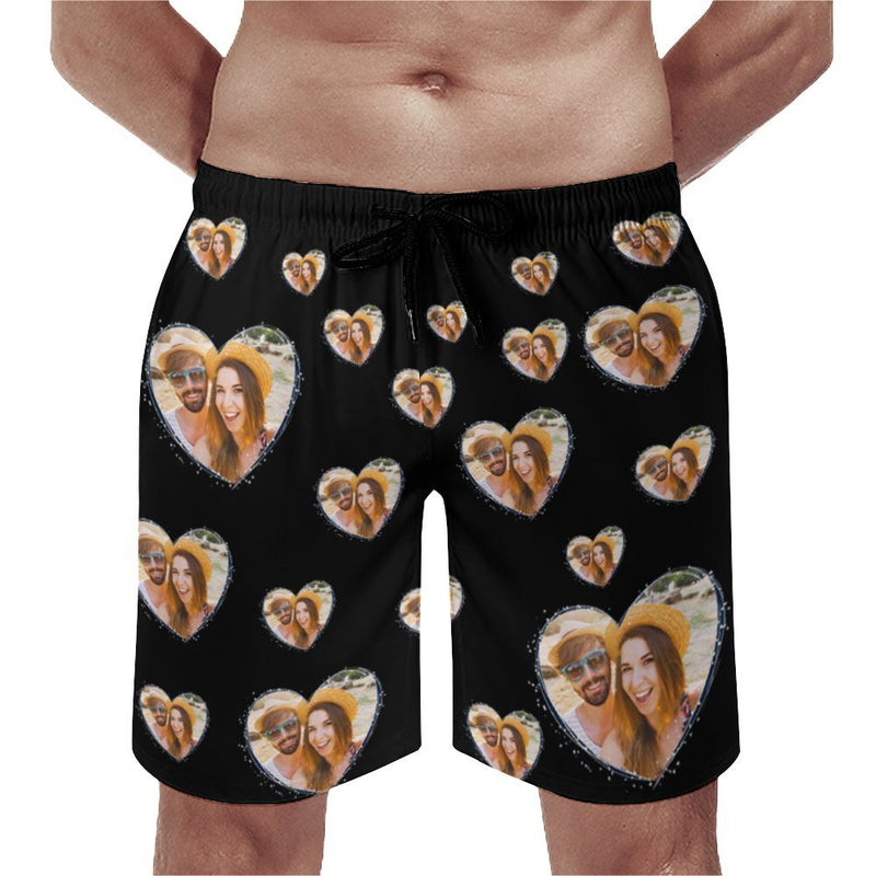 Custom Face 5 Colors Love Personalized Photo Men's Quick-drying Beach Shorts