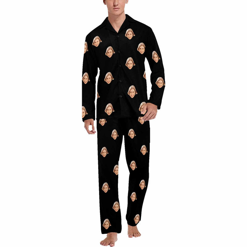 Custom Face Men's Pajama Set Personalized Face Long Sleeve&Short Sleeve Pajamas Set