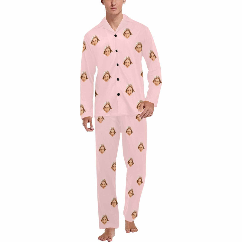 Custom Face Men's Pajama Set Personalized Face Long Sleeve&Short Sleeve Pajamas Set