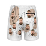 #Father's Day Gift#Personalized Face Men's Quick Dry 2 in 1 Swim Shorts Surfing & Beach Shorts Father Hand