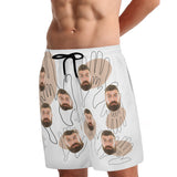 #Father's Day Gift#Personalized Face Men's Quick Dry 2 in 1 Swim Shorts Surfing & Beach Shorts Father Hand