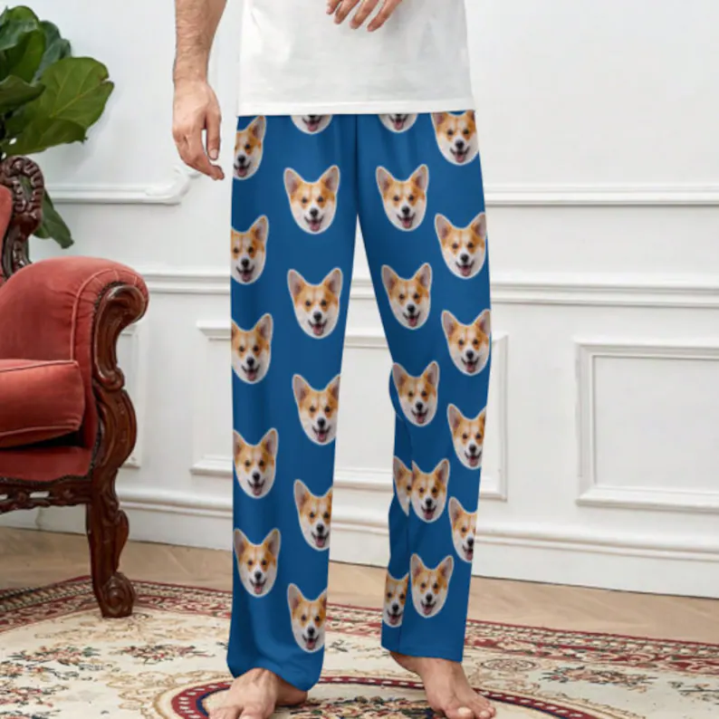 Custom Unisex Pajama Pants Solid Colors Personalized Face Pajama Pants For Men&Women&kids