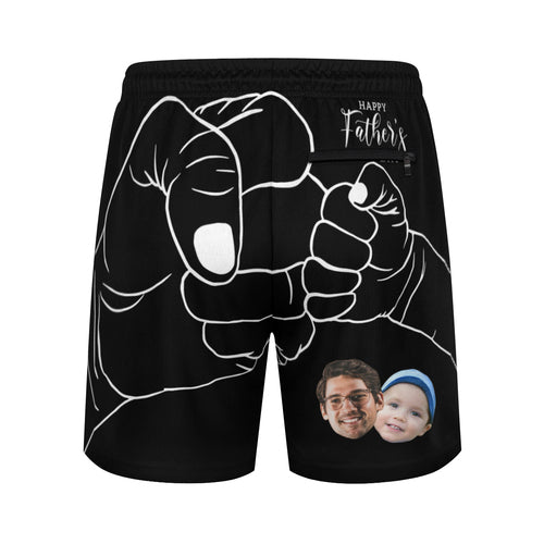 #Father's Day Gift#Personalized Face Men's Quick Dry 2 in 1 Swim Shorts Surfing & Beach Shorts