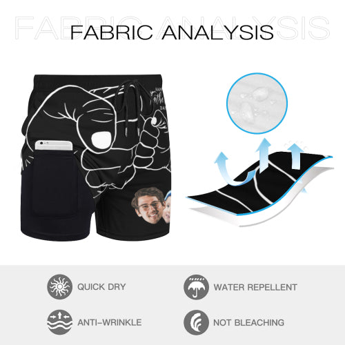 #Father's Day Gift#Personalized Face Men's Quick Dry 2 in 1 Swim Shorts Surfing & Beach Shorts