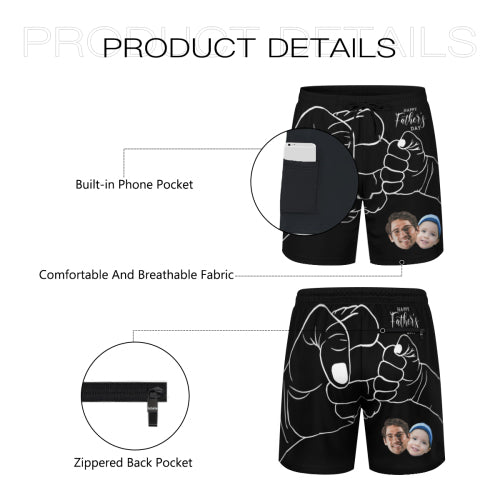 #Father's Day Gift#Personalized Face Men's Quick Dry 2 in 1 Swim Shorts Surfing & Beach Shorts