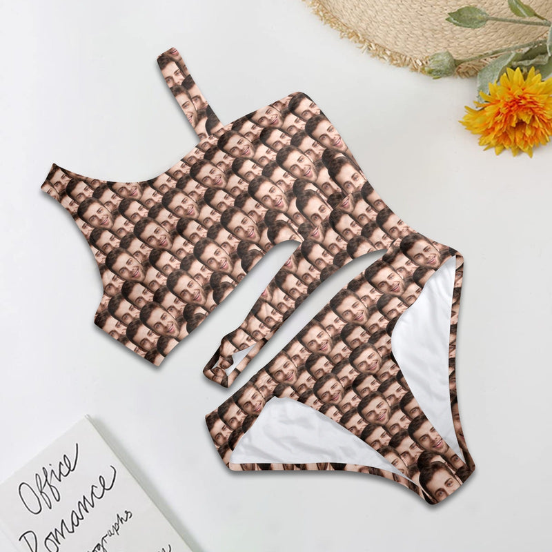 Custom Multifaced Women's Waist Cutout One Piece Swimsuit Personalized Bathingsuit