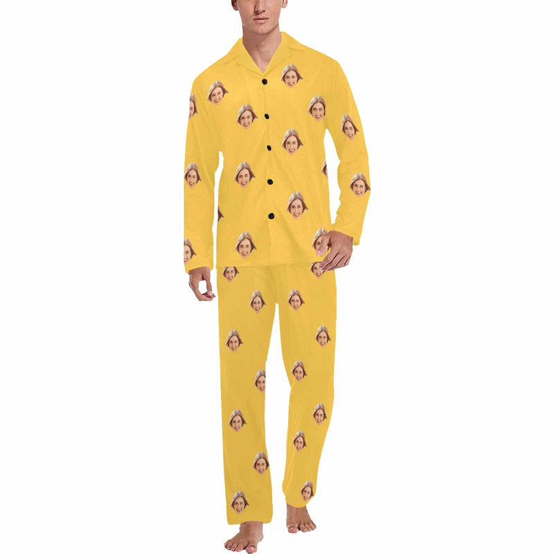 Custom Face Men's Pajama Set Personalized Face Long Sleeve&Short Sleeve Pajamas Set