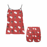 Custom Face Red Pajamas Sexy Nightwear Personalized Women's Camisole Pajama