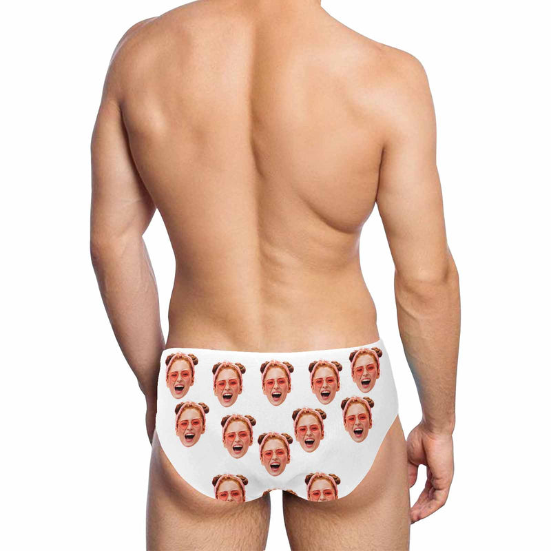 Custom Face Multi Color Men's Quick Dry Stretch Swimming Briefs