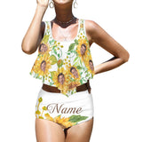 Custom Face Tankinis Personalized Face Women's High Waisted Face On Swimsuit Ruffled Bathing Suits