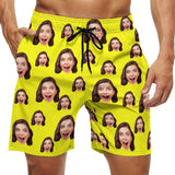 Custom Girlfriend Face Swim Shorts Multicolour Men's Casual Beach Shorts with Drawstring