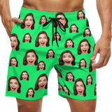 Custom Girlfriend Face Swim Shorts Multicolour Men's Casual Beach Shorts with Drawstring