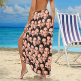 Custom Seamless Face Long Sarongs Beach Wrap Personalized Bikini Cover Up