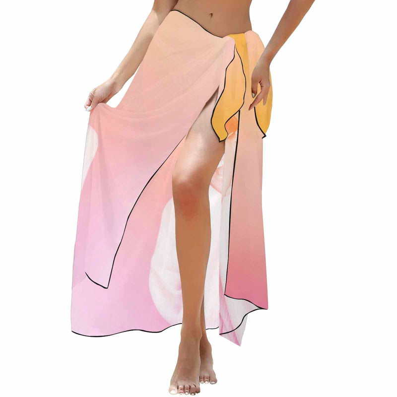 Custom Your Photo Gradient Long Sarongs Beach Wrap Personalized Bikini Cover Up