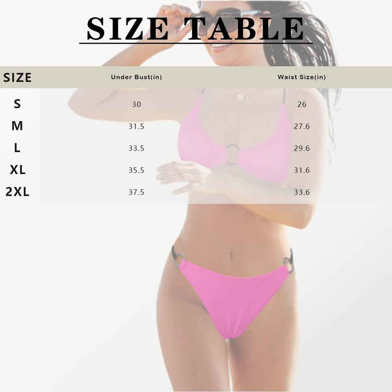 Custom Face Colorful Flowers O-Ring Buckle Bikini Set Personalized Low Waist Thong Two Pieces Bathing Suit