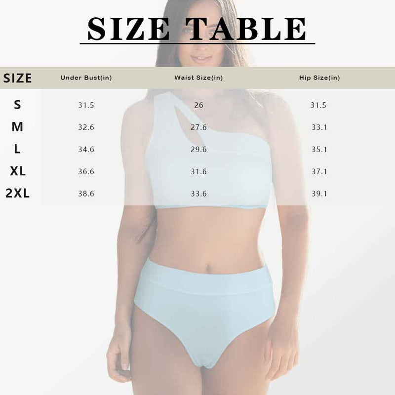 Custom Face Flowers Women One Shoulder Bikini Set High Waisted Tie Cut Two Piece Swimsuits