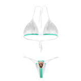 Custom Face Solid Color Transparent String Bikini Set Personalized Women's Two Piece Sexy Summer Bathing Suit