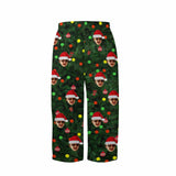 Custom Any Face Kids 2Y-15Y Pajama Pants Personalized Christmas Green Face Pajama Pants