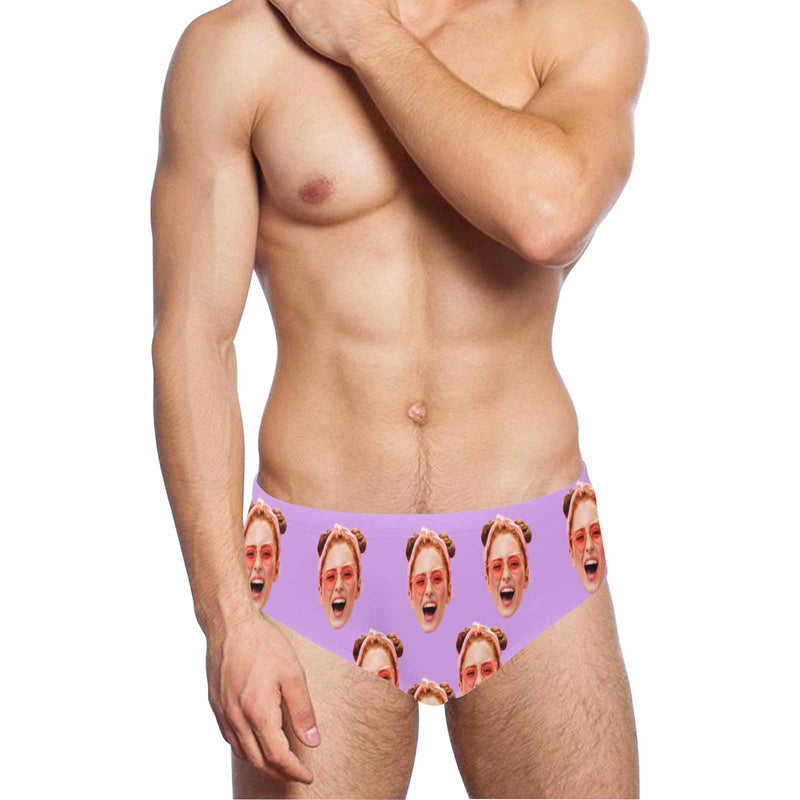 Custom Face Multi Color Men's Quick Dry Stretch Swimming Briefs