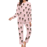 Custom Boyfriend Face Simple Sleepwear Personalized Women's Slumber Party Crewneck Long Pajamas Set - YesCustom