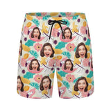 Custom Face Flowers Fruit Men's Quick Dry 2 in 1 Surfing & Swim Shorts Beach Shorts Male Gym Fitness Shorts