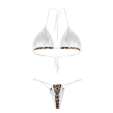 Custom Face Leopard Transparent String Bikini Set Personalized Women's Two Piece Sexy Summer Bathing Suit - YesCustom