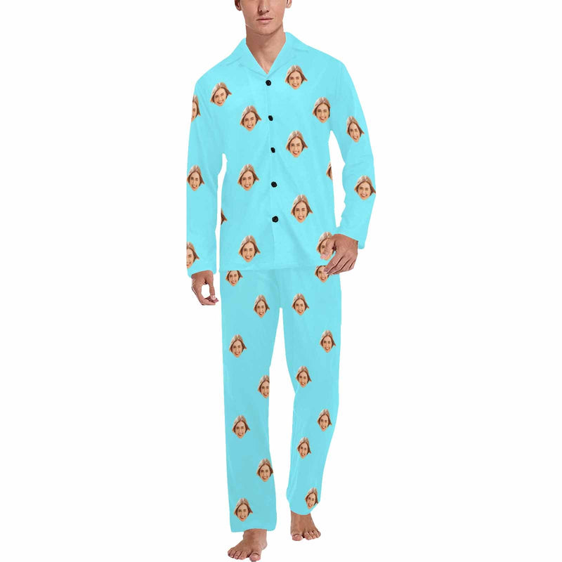 Custom Face Men's Pajama Set Personalized Face Long Sleeve&Short Sleeve Pajamas Set