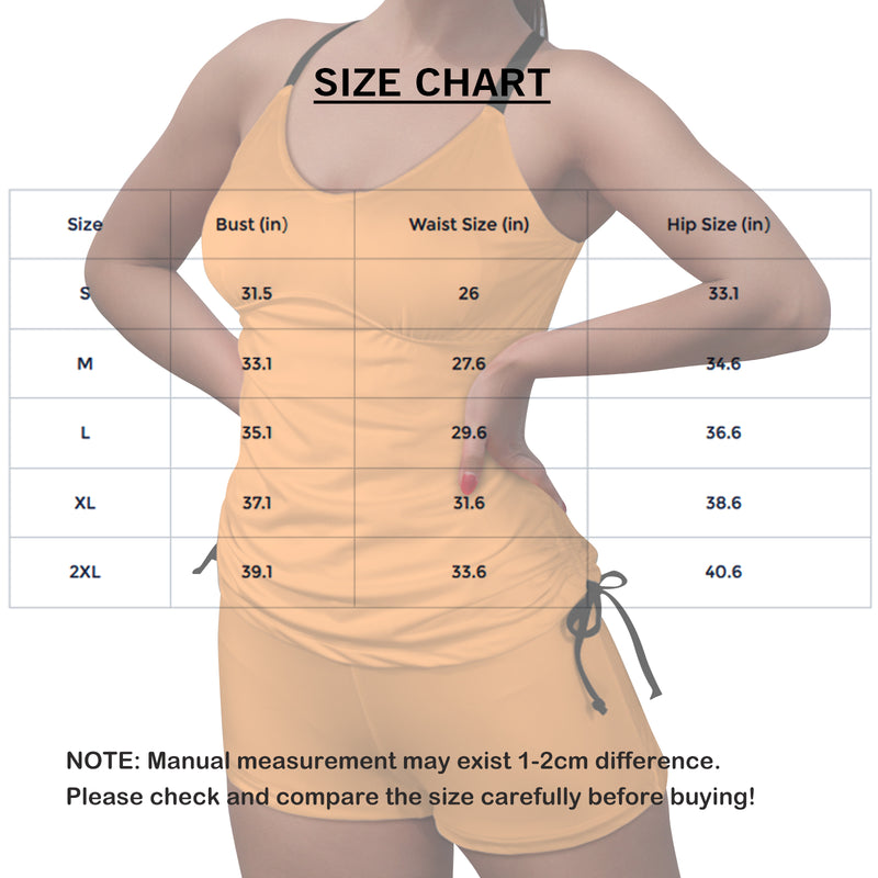 Custom Little Faces Two Piece Swimsuit Personalized Different Colors Face Women's Drawstring Cross Back Tankini Swimsuit