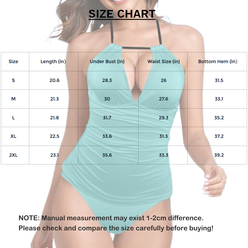 Custom Women's Halterneck Two-piece Tankini Personalized Multiface Two Piece Swimsuit