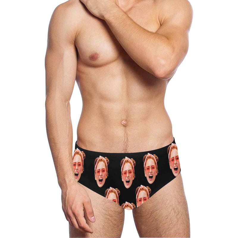 Custom Face Multi Color Men's Quick Dry Stretch Swimming Briefs