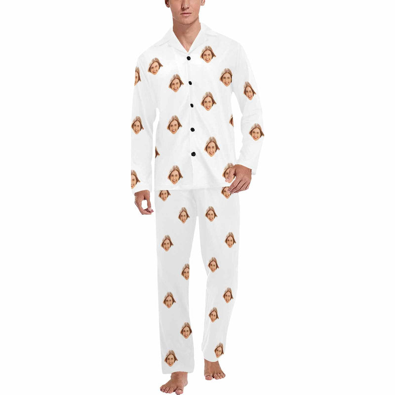 Custom Face Men's Pajama Set Personalized Face Long Sleeve&Short Sleeve Pajamas Set