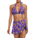 Custom Face Purple Bikini Personalized Sexy Face Swimsuit For Women