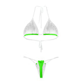 Custom Face Solid Color Transparent String Bikini Set Personalized Women's Two Piece Sexy Summer Bathing Suit