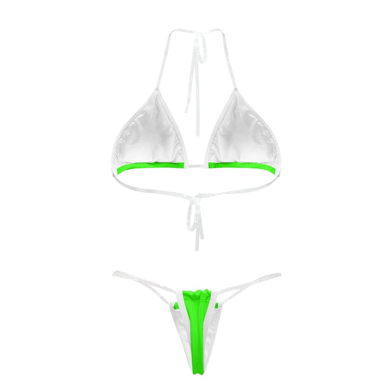 Custom Face Solid Color Transparent String Bikini Set Personalized Women's Two Piece Sexy Summer Bathing Suit