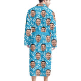 Custom Face Blue Funny Best Dad Men's Summer Bathrobe Gifts for Him-Father's Day Gift