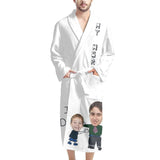 Custom Face White Funny My Hero Men's Summer Bathrobe Gifts for Him-Father's Day Gift