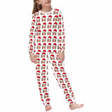 Custom Face Christmas Hat Family Sleepwear Personalized Family Slumber Party Matching Long Sleeve Pajamas Set