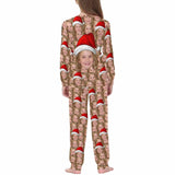 Custom Face Family Seamless Christmas Hat Sleepwear Personalized Family Slumber Party Matching Long Sleeve Pajamas Set