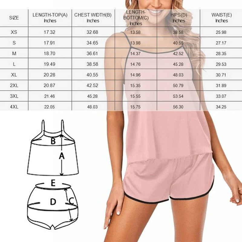 Custom Face Red Pajamas Sexy Nightwear Personalized Women's Camisole Pajama