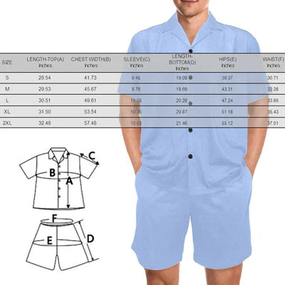 Custom Face Men's Pajama Set Personalized Face Long Sleeve&Short Sleeve Pajamas Set