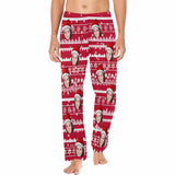 Custom Face Christmas Red Hat Snowflake Sleepwear Personalized Women's&Men's Slumber Party Long Pajama Pants