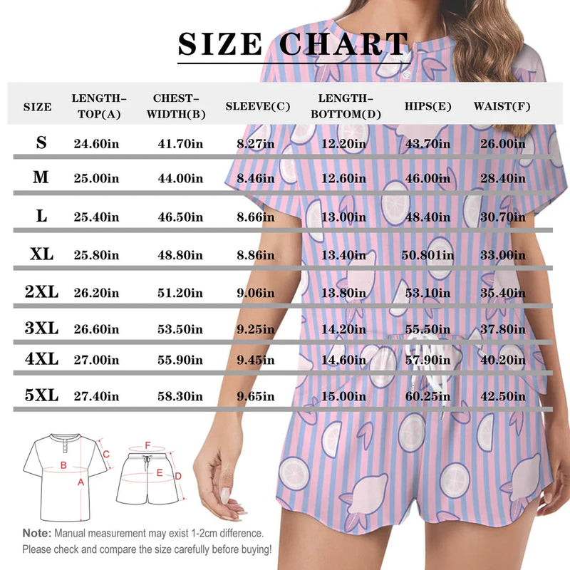 Custom Face Pajamas Set Personalized Face Loungewear Women's Short Sleeve Pajamas Set