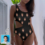 25+ Colors Custom Face DIY Women's Off Shoulder Side Cutout One Piece Swimsuit Personalized Photo Bathing Suit