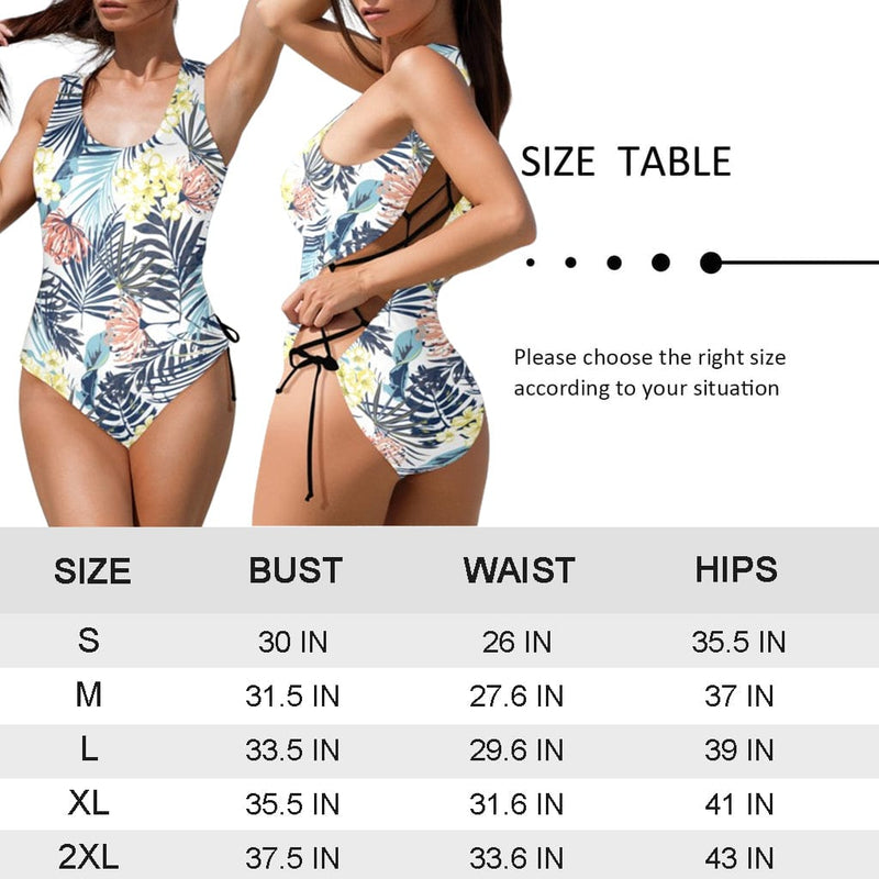 Custom Seamless MultifaceFace All Women's Lace Up Back Swimwear One Piece Swimsuit