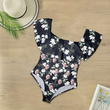 Custom Face Little Daisy Women's Ruffle One Piece Off Shoulder Swimsuit Flounce High Cut Bathing Suit Slimming