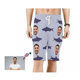 Custom Father Face Shark Men's Beach Shorts