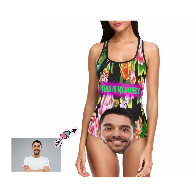 Custom Face Floral Women's One Piece Swimsuit