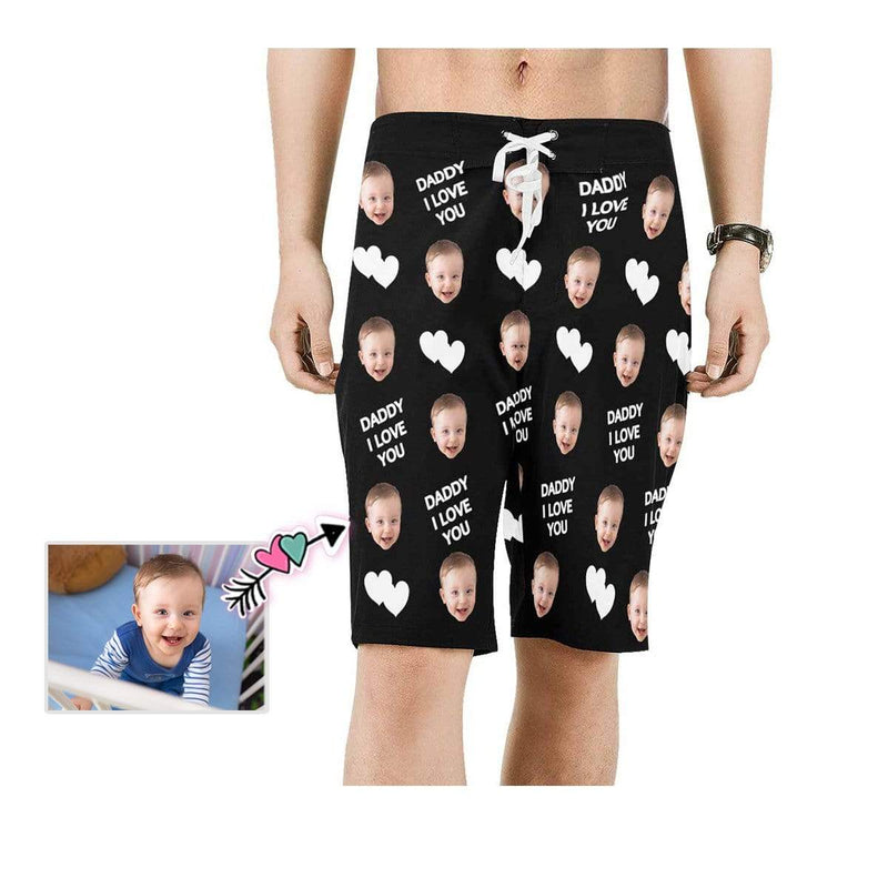 Custom Baby Face Love Daddy Men's Beach Shorts