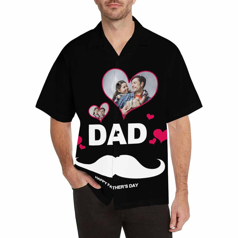 Custom Photo Happy Father's Day Men's All Over Print Hawaiian Shirt