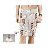 Custom Father Face Cute Dog Men's Beach Shorts